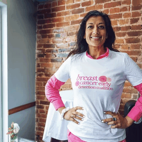 Smita Asrani wearing our BCEDC advocacy shirt.