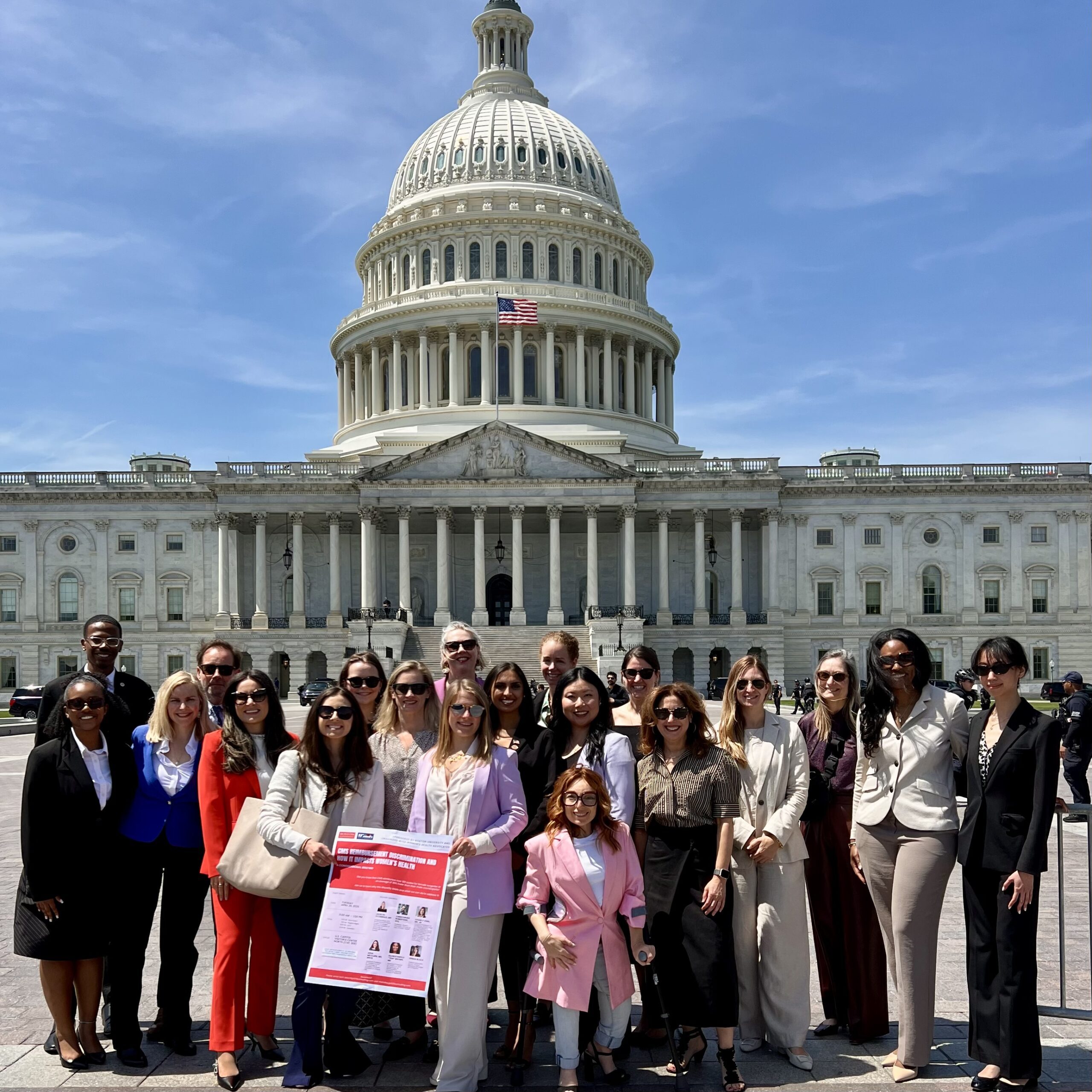 Advocates in front of the Capitol after our Congressional Briefing on CMS Reimbursement Discrimination and How It Impacts Women's Health, April 2025.