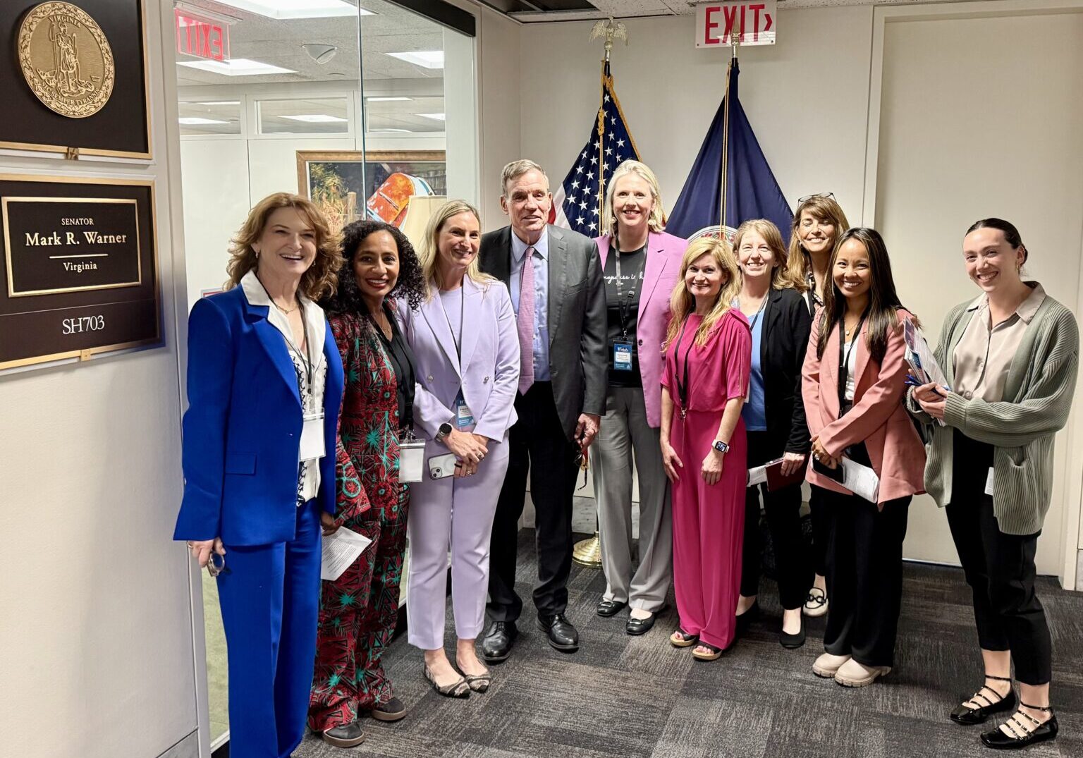 Advocates meeting with Senator Mark Warner during our Women's Health Capitol Hill Day, May 2025.