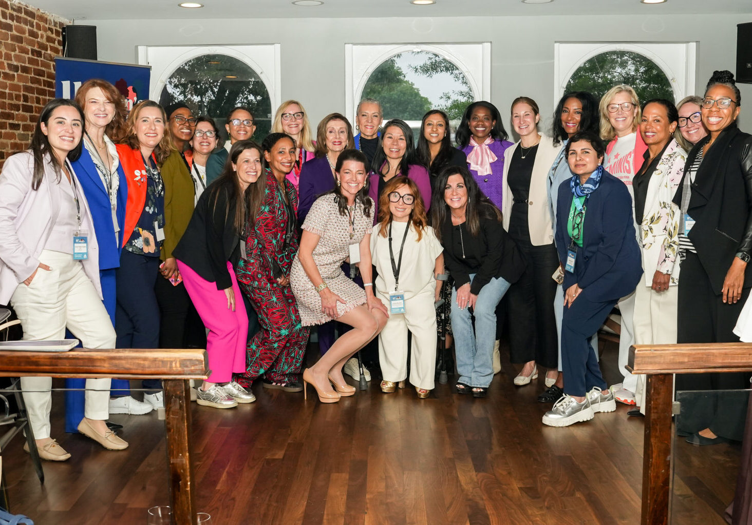 Reception at the end of the Women's Health Capitol Hill Day with Speaker Emerita Nancy Pelosi and Congresswomen Mariannette Miller-Meeks, MD, Emilia Sykes, Deborah Ross, and Robin Kelly, May 2025.